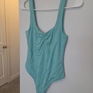 Forever 21 Turquoise Scoop Neck Bodysuit